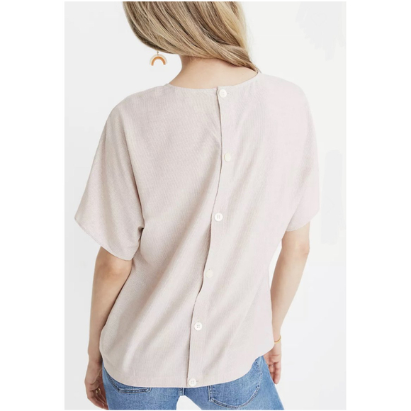 MADEWELL Striped Red White Button Back Tie Shirt - Picture 2 of 9